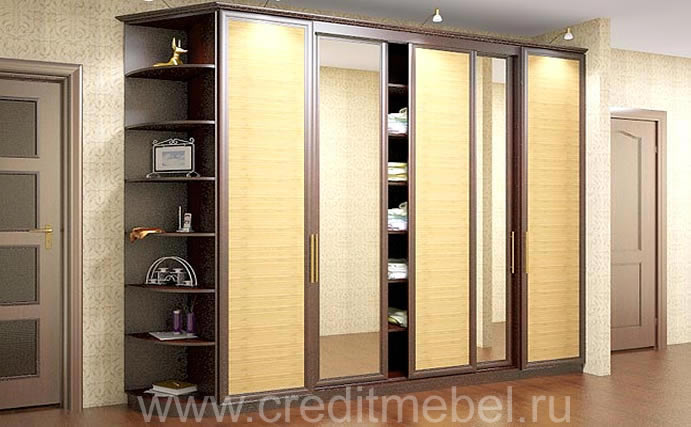 шкаф купе с ротангом